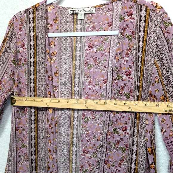 Gypsies & Moondust Boho Floral Print Belle Sleeve Longline Open Kimono Duster - Picture 8 of 12